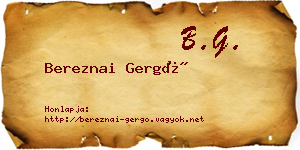 Bereznai Gergő névjegykártya